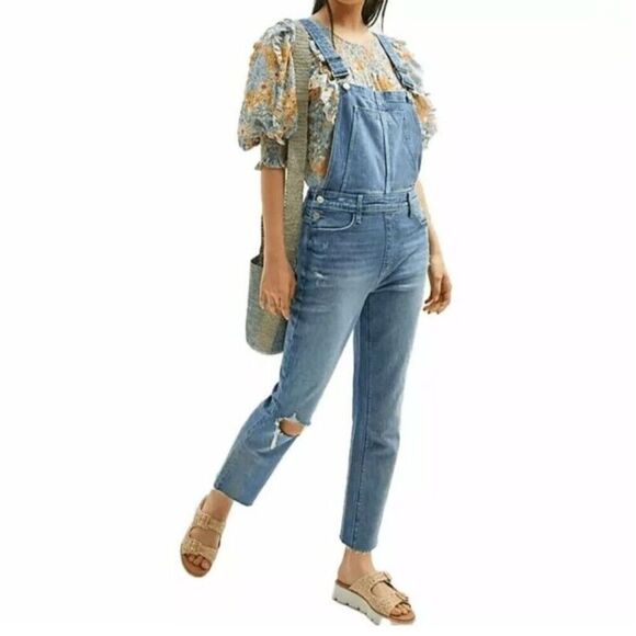 Paige Overalls  Size 23 Blue Denim  Medium Wash Jean - Picture 1 of 13